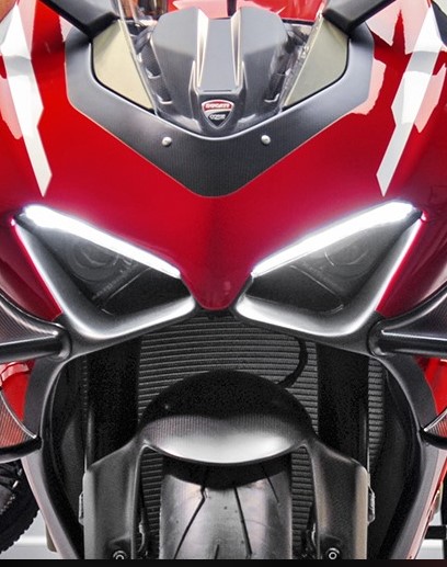 A photo of the front of a motorcycle