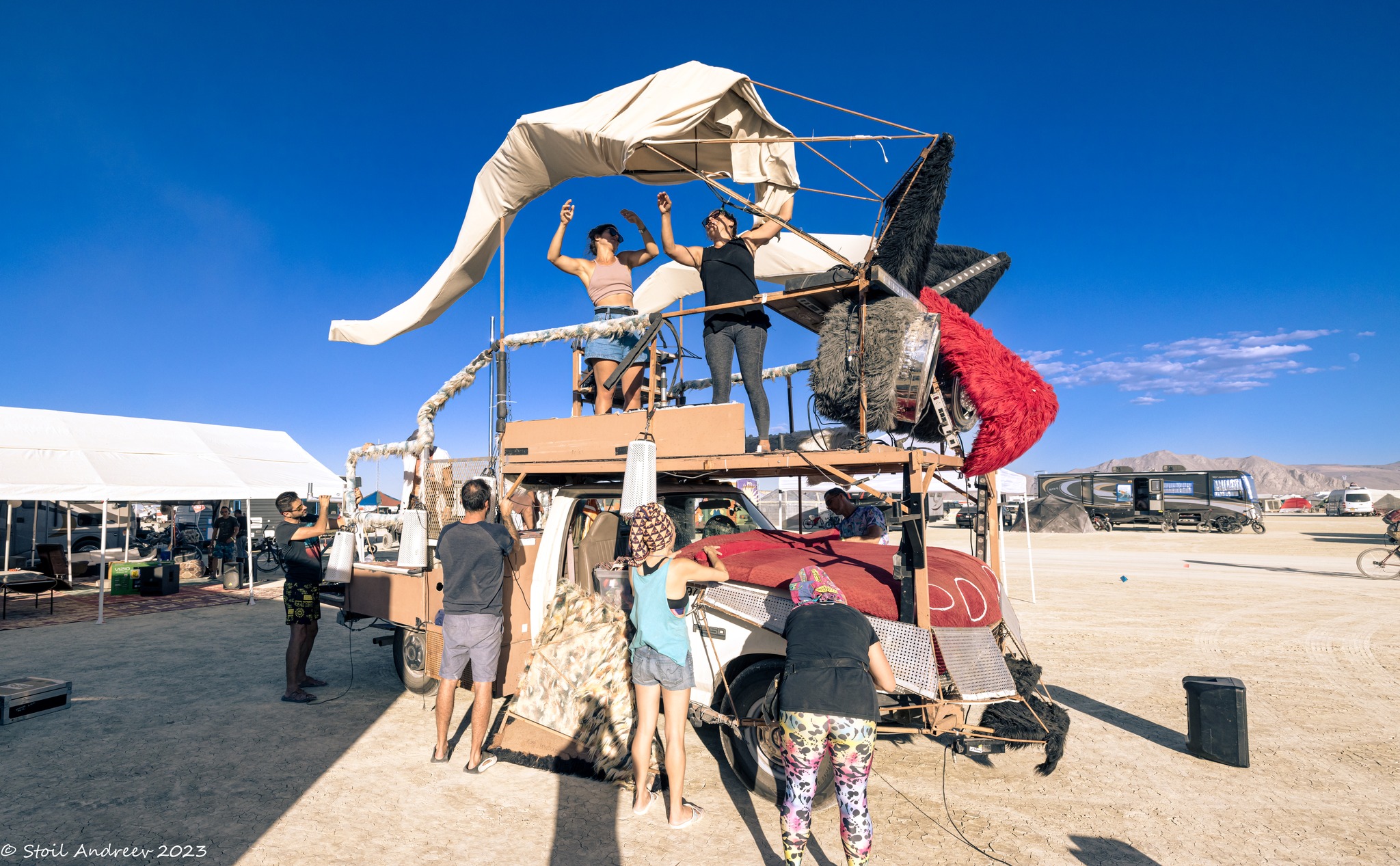 A photo of the car being assembled